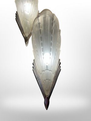 Art Deco Peacock Feather Sconces from Établissements Jean Gauthier, 1930, Set of 2-XGK-1783573