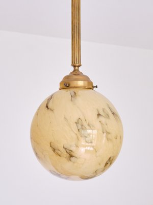 Art Deco Pendant in Brass and Marbled Glass, De La Mar Theatre, 1940s-FMT-2021092