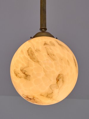 Art Deco Pendant in Brass and Marbled Glass, De La Mar Theatre, 1940s-FMT-2021092