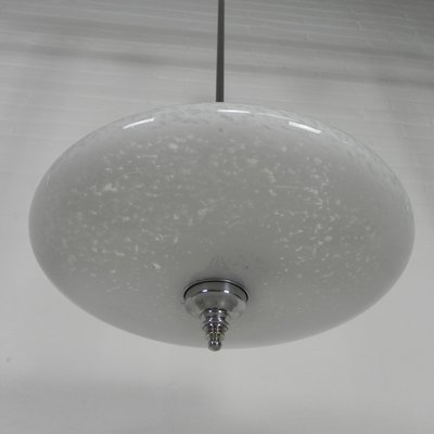 Art Deco Pendant Lamp with Cloudy Glass Bowl, 1930s-TL-2021185