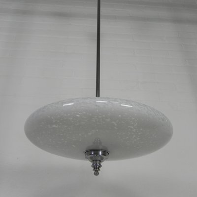 Art Deco Pendant Lamp with Cloudy Glass Bowl, 1930s-TL-2021185