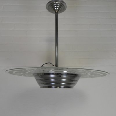 Art Deco Pendant Lamp with Glass Disc, 1930s-TL-2027076