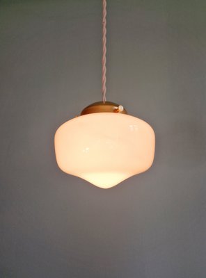 Art Deco Pendant Light in Conical and White Opaline Glass, 1920s-FAX-2028127