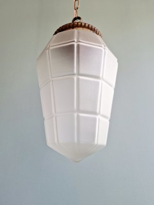 Art Deco Pendant Light in Faceted Transparent Satin Glass, 1920s-FAX-2043065