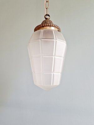 Art Deco Pendant Light in Faceted Transparent Satin Glass, 1920s-FAX-2043065