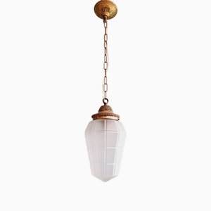 Art Deco Pendant Light in Faceted Transparent Satin Glass, 1920s-FAX-2043065