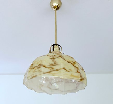 Art Deco Pendant Light in Green Glass, 1930s-GUT-2017195