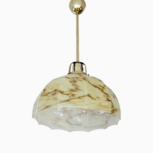 Art Deco Pendant Light in Green Glass, 1930s-GUT-2017195