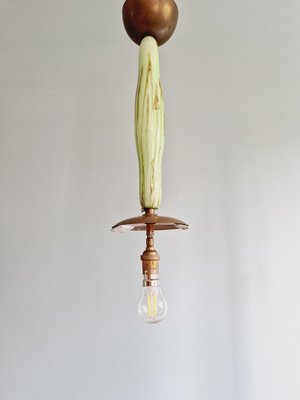 Art Deco Pendant Light in Green Marbled Opaline Glass, Former Czechoslovakia, 1920s-FAX-2035899