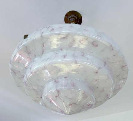 Art Deco Pendant Light in Pink Purple White Glass, 1930s-GUT-2036087