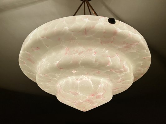 Art Deco Pendant Light in Pink Purple White Glass, 1930s-GUT-2036087