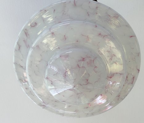 Art Deco Pendant Light in Pink Purple White Glass, 1930s-GUT-2036087