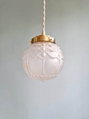 Art Deco Pendant Light in Satin Glass, 1930s-FAX-2020014