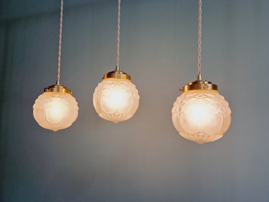 Art Deco Pendant Light in Satin Glass, 1930s-FAX-2020014