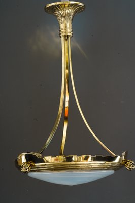 Art Deco Pendant Light with Palme Koenig Opaline Glass Shade, Vienna, 1920s-SPD-1751157