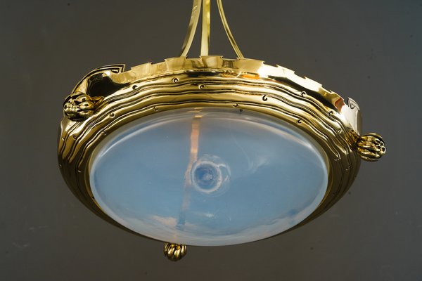 Art Deco Pendant Light with Palme Koenig Opaline Glass Shade, Vienna, 1920s-SPD-1751157