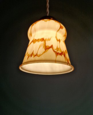 Art Deco Pendant Lights in Marbled Opaline Glass, 1920s, Set of 2-FAX-2033798