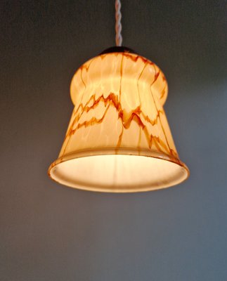 Art Deco Pendant Lights in Marbled Opaline Glass, 1920s, Set of 2-FAX-2033798