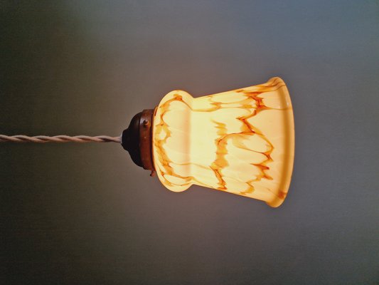 Art Deco Pendant Lights in Marbled Opaline Glass, 1920s, Set of 2-FAX-2033798