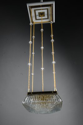 Art Deco Pendants with Cut Glass Shades, Vienna, Austria, 1920s, Set of 2-SPD-1768732