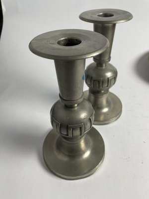 Art Deco Pewter Candleholders from Schröder Olsson, Set of 2-HYQ-1817761