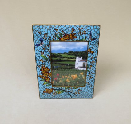 Art Deco Picture Frame in Cloisonné Enamel & Brass-EY-1017732