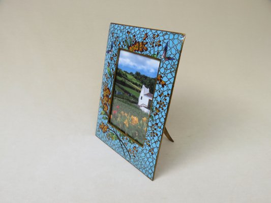 Art Deco Picture Frame in Cloisonné Enamel & Brass-EY-1017732