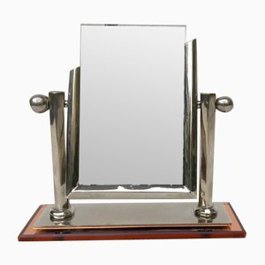 Art Deco Picture Frame in Nickel & Cognac-Colored Mirror Glass-EY-956496