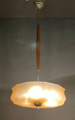 Art Deco Pink Glass Light Pendant, 1950s-JJC-827301