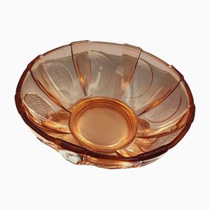 Art Deco Pink Glass Plate by Hortensja Glassworks, 1920s-CAQ-1811929