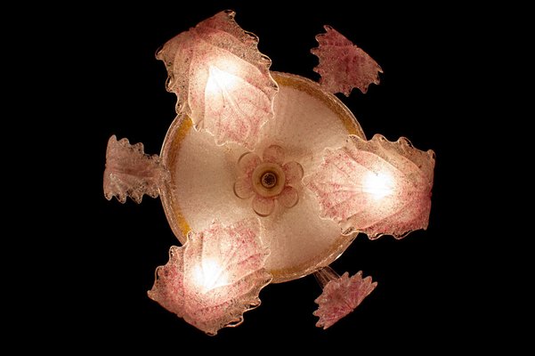 Art Deco Pink Ninfea Murano Glass Chandelier from Barovier, Italy, 1940-MBH-1052808