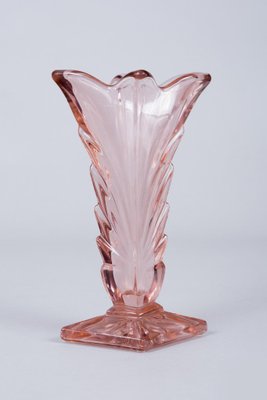 Art Deco Pink, Yellow and Orange Glass Vases, Bohemia, Set of 3-WHY-1004857