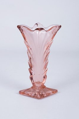 Art Deco Pink, Yellow and Orange Glass Vases, Bohemia, Set of 3-WHY-1004857