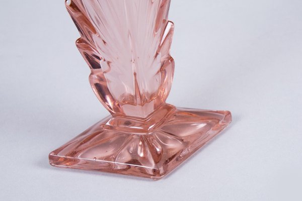 Art Deco Pink, Yellow and Orange Glass Vases, Bohemia, Set of 3-WHY-1004857