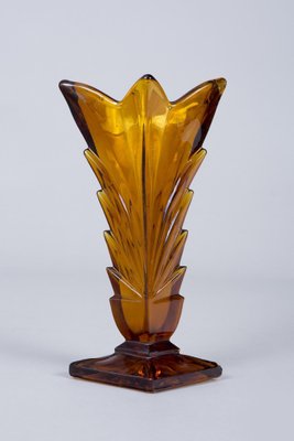 Art Deco Pink, Yellow and Orange Glass Vases, Bohemia, Set of 3-WHY-1004857