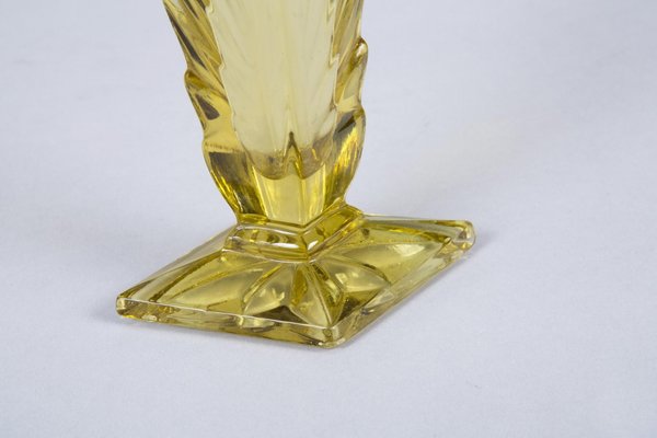 Art Deco Pink, Yellow and Orange Glass Vases, Bohemia, Set of 3-WHY-1004857