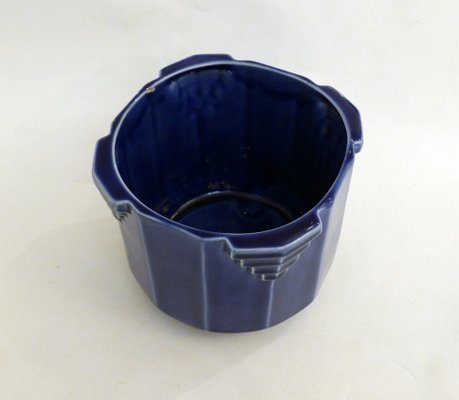 Art Deco Planter in Cobalt Blue Earthenware by De Bruyn, France, 1920s-RNR-2043353