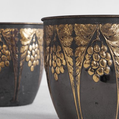 Art Deco Planters with Floral Decor, 1920s-1930s, Set of 2-LPQ-1750921