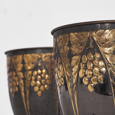 Art Deco Planters with Floral Decor, 1920s-1930s, Set of 2-LPQ-1750921