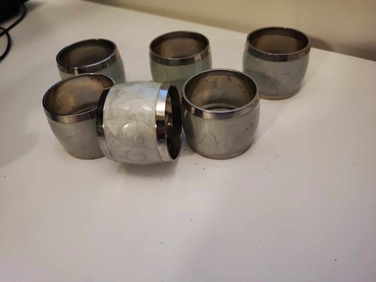 Art Deco Plated Napkin Holders, 1920s, Set of 6-CAQ-2036156