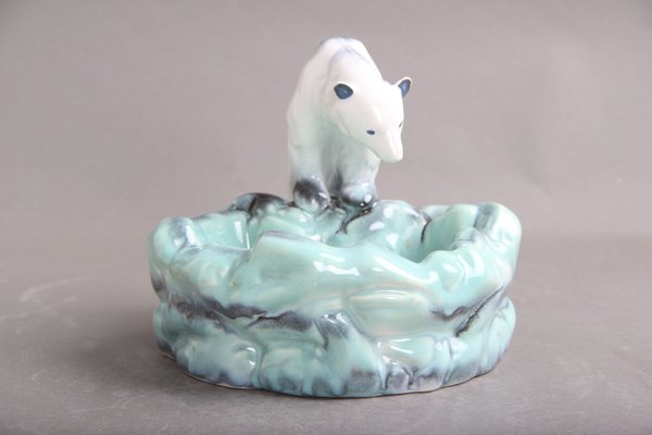 Art Deco Polar Bear Sculpture Dish by Ditmar Urbach, Czech, 1930s-DQ-1356662