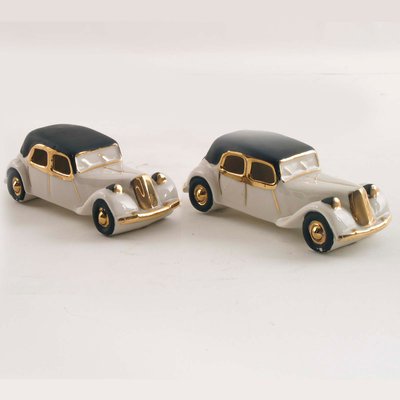 Art Deco Porcelain Model Fiat Cars, 1930s, Set of 2-NJV-849679