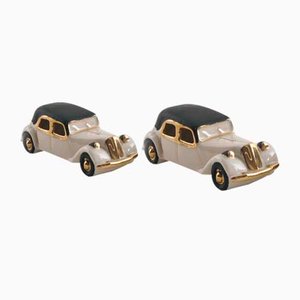 Art Deco Porcelain Model Fiat Cars, 1930s, Set of 2-NJV-849679