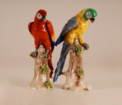 Art Deco Porcelain Parrots, Set of 2-GOE-1034479