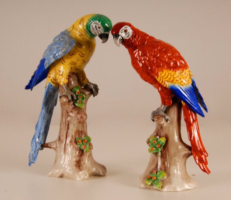 Art Deco Porcelain Parrots, Set of 2-GOE-1034479