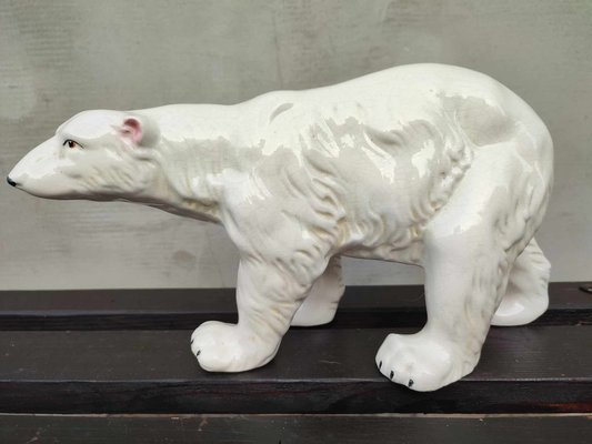 Art Deco Porcelain Polar Bear Figurine, 1920s-CAQ-1700403