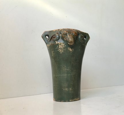 Art Deco Pottery Vase with Ram Heads, 1920s-LCR-922307