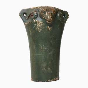 Art Deco Pottery Vase with Ram Heads, 1920s-LCR-922307