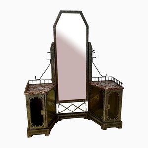 Art Deco Psyche Mirror in Wrought Iron, 1930s-EQU-1417572