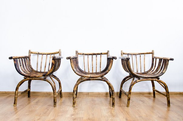 Art Deco Rattan Armchairs, Set of 3-IXL-1445147